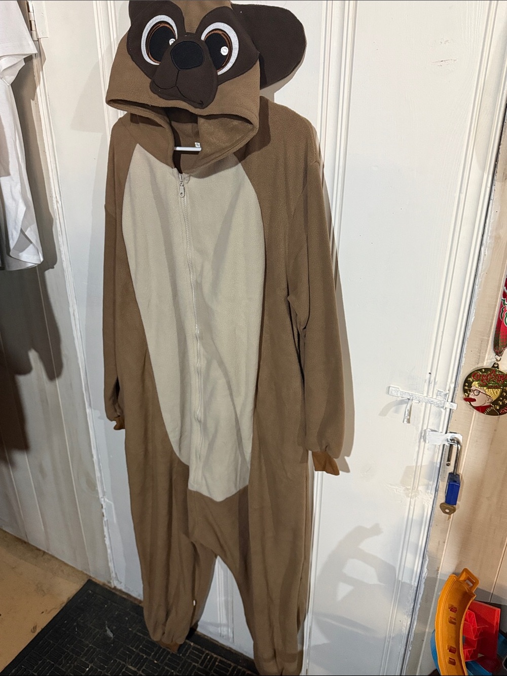 Kids Brown Animal Hooded Onesie Costume with Cream Belly